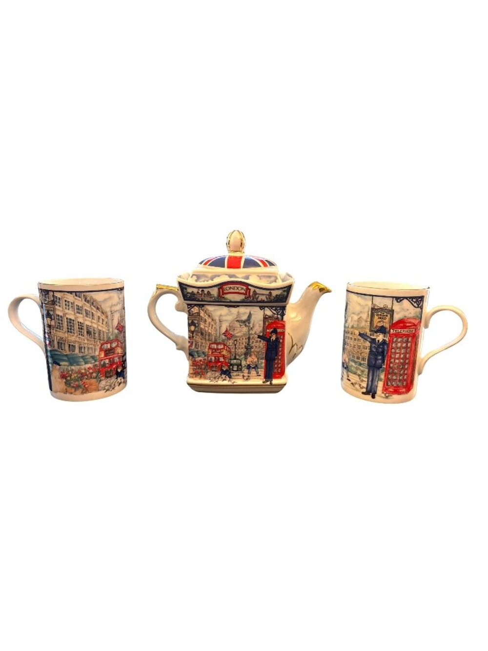 James Sadler London Teapot & 2 Fine Bone China Mugs